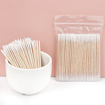 100/300PCS Disposable Cotton Swab Brushes - Lint-Free Micro Makeup & Glue Removers