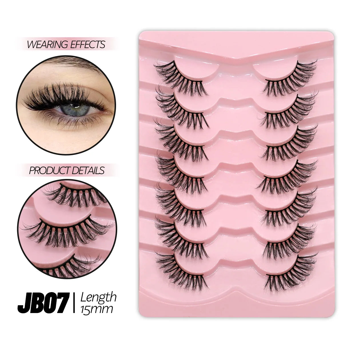 GROINNEYA Half Eye Lashes, 5/7 Pairs, New Faux Mink, Wispy Fluffy False Eyelashes, Cat Eye Extensions