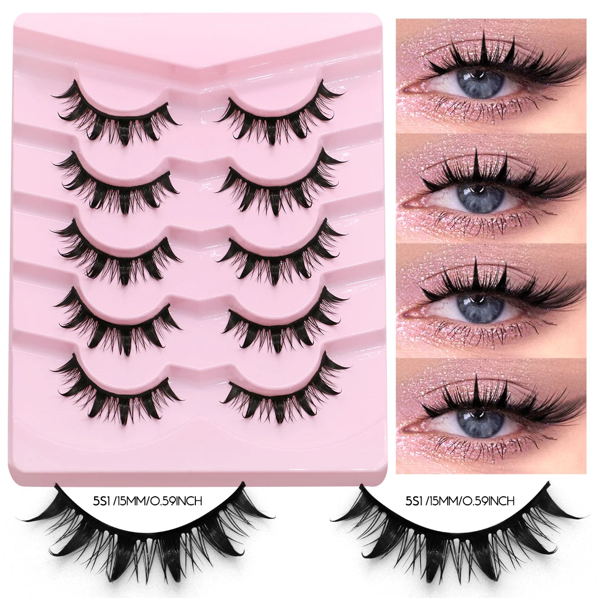 GROINNEYA Manga 3D Mink Lashes, Soft Cross Wispy, Natural False Eyelashes, Eyelash Extensions