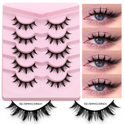 GROINNEYA Manga 3D Mink Lashes, Soft Cross Wispy, Natural False Eyelashes, Eyelash Extensions