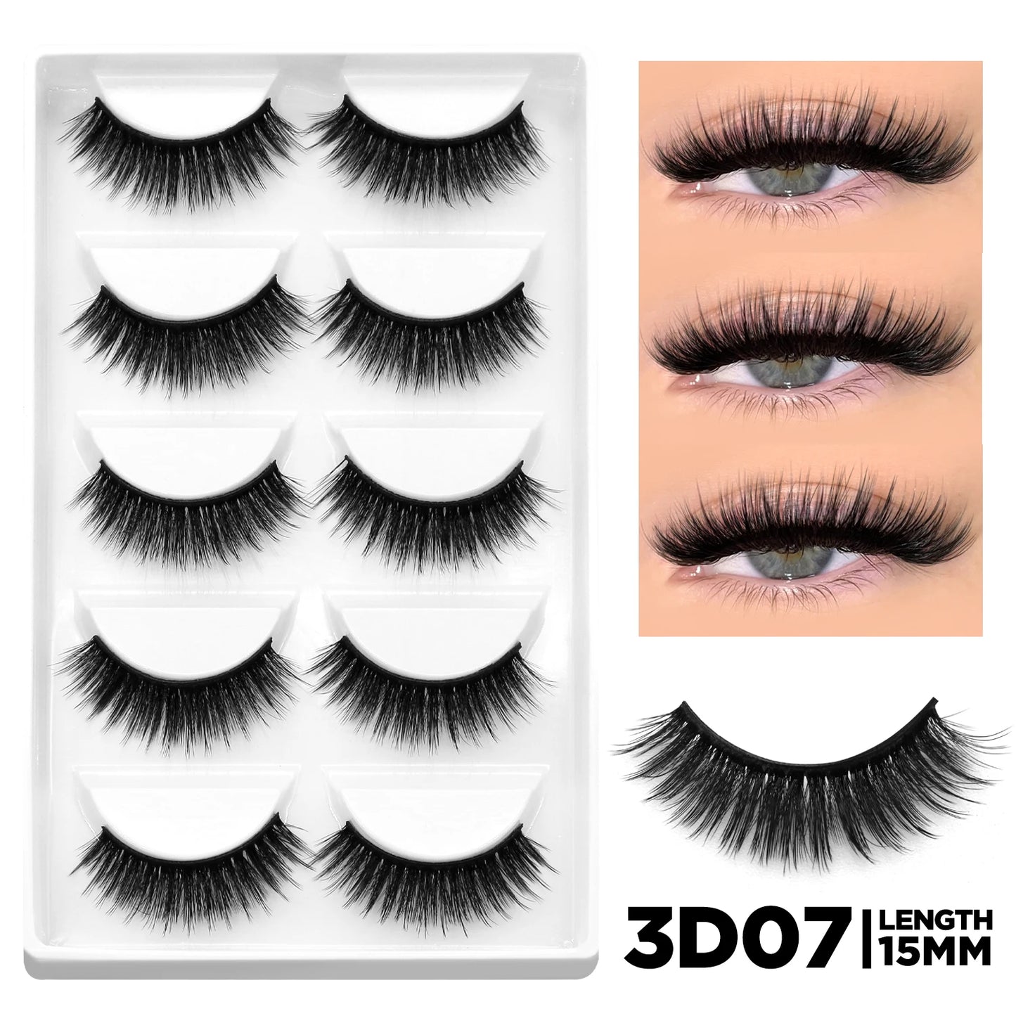 GROINNEYA 3D Fluffy Faux Mink Lashes, Dramatic Volume, Natural Extension Look