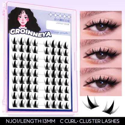 GROINNEYA Lash Clusters Kit False Eyelashes & Tools Lash Bond And Seal And Eyelash Tweezers DIY Lash Extension Kit Makeup