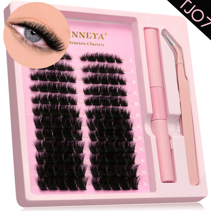 GROINNEYA Lash Clusters Kit, Waterproof Strong Hold, DIY Lash Extensions, Bond & Seal, Tweezers