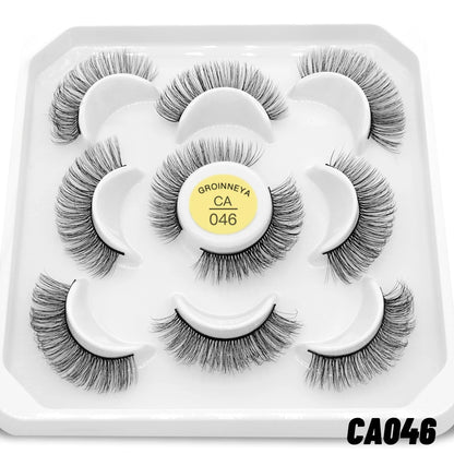 GROINNEYA 5/7 Pairs 3D Fluffy Manga Lashes, Wispy Natural Extension Look