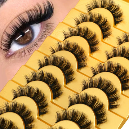 GROINNEYA Cat Eye Faux Mink Lashes, Winged End, Elongated, Natural Long Eyelash Extensions