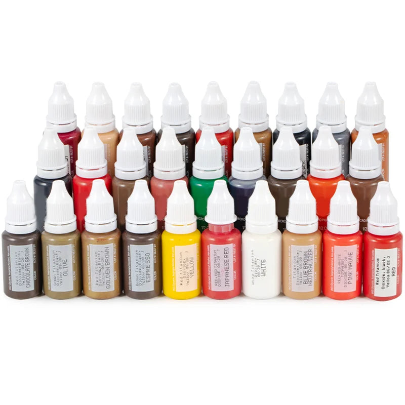 15ML Professional Tattoo Ink Set - PMU Pigment for Eyebrows, Lips, & Eyeliner