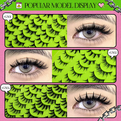 GROINNEYA Manga Lashes 5/7/9/20 Pairs 3D Mink Lashes Natural Eyelashes Soft Cross Wispy False Eyelashes Eyelash Extension