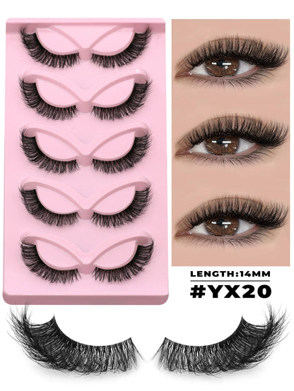 GROINNEYA Manga Faux Mink 3D Lashes, Fluffy Cross Wispy, Natural Extension Look