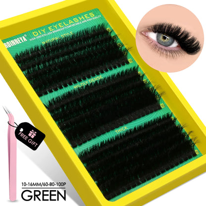 GROINNEYA Cluster Lashes Kit Fluffy Individual Lashes Volume Mixed Tray Faux Mink Lashes Eyelash Extension Makeup