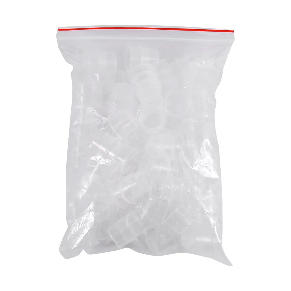 100PCS Tattoo Ink Cups - Medium/Large Plastic Clear White Ink Holders for Pigment