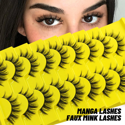 GROINNEYA 5/7/9 Pairs Eyelashes Faux Mink Eyelashes Extension Natural False Eyelashes 3D Wispy Lashes Manga Lashes