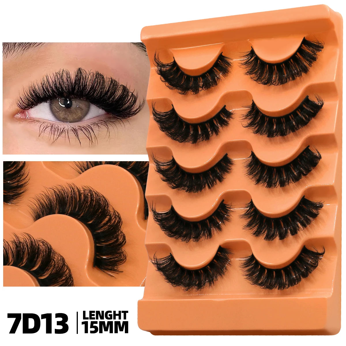 GROINNEYA Fluffy 8D Volume Mink Eyelashes, Soft Dramatic Wispy Lashes, Makeup Faux Cils