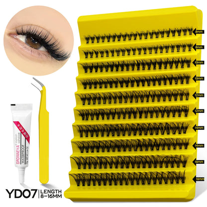 GROINNEYA Lash Clusters Kit, Waterproof Strong Hold, DIY Lash Extensions, Bond & Seal, Tweezers