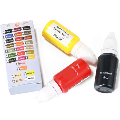 15ML Professional Tattoo Ink Set - PMU Pigment for Eyebrows, Lips, & Eyeliner