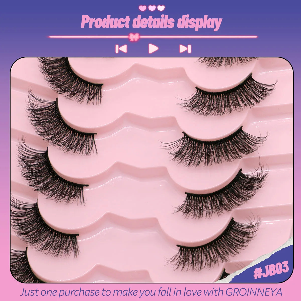 GROINNEYA Half Eye Lashes, 5/7 Pairs, New Faux Mink, Wispy Fluffy False Eyelashes, Cat Eye Extensions