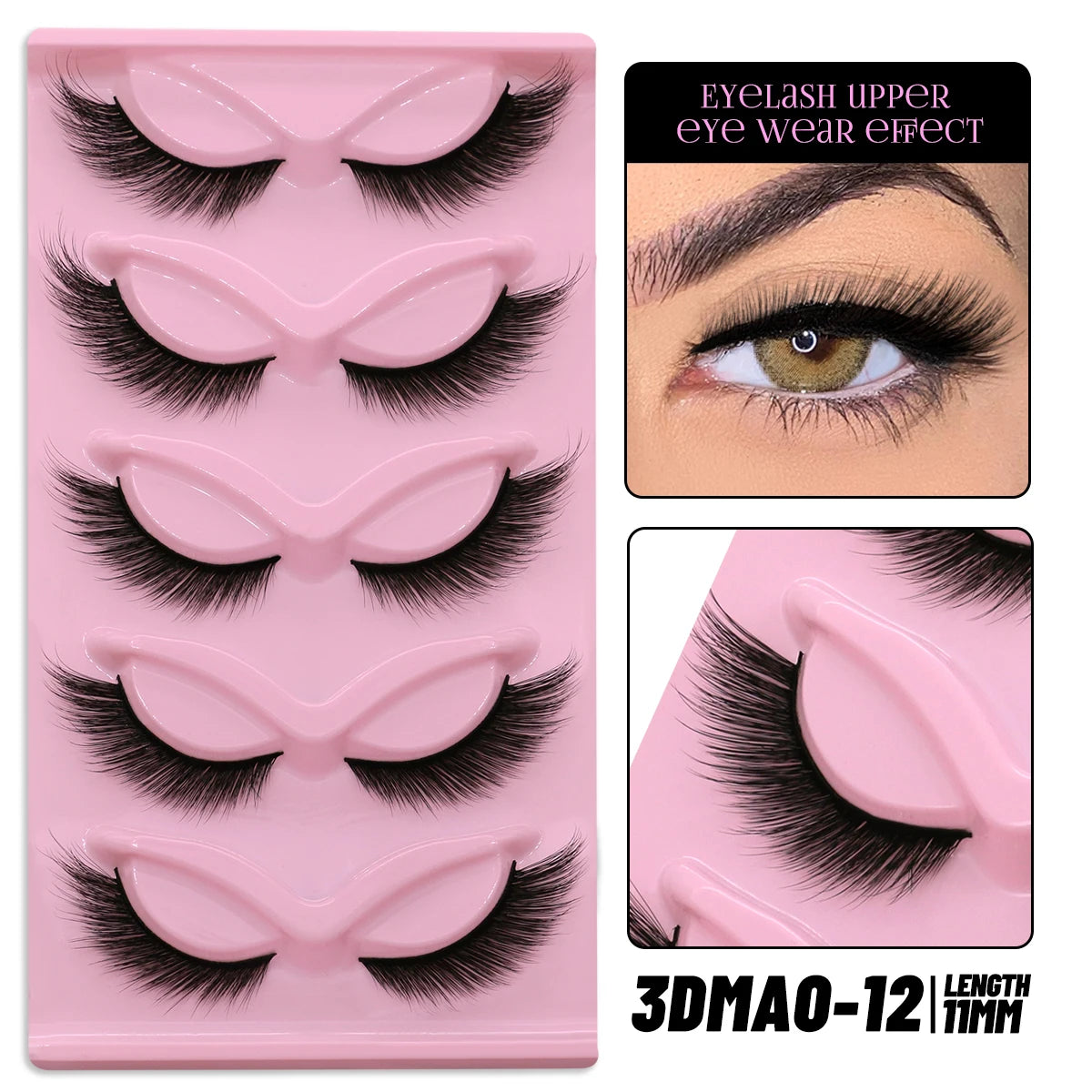 GROINNEYA Cat Eye Faux Mink Lashes, Winged End, Elongated, Natural Long Eyelash Extensions