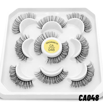 GROINNEYA 5/7 Pairs 3D Fluffy Manga Lashes, Wispy Natural Extension Look