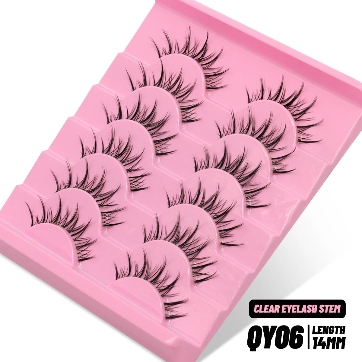 GROINNEYA Cat eye Lashes 5/6 pairs Clear Band Lashes Natural Look 6D Wispy Eyelashes False Lashes Eyelashs Extension