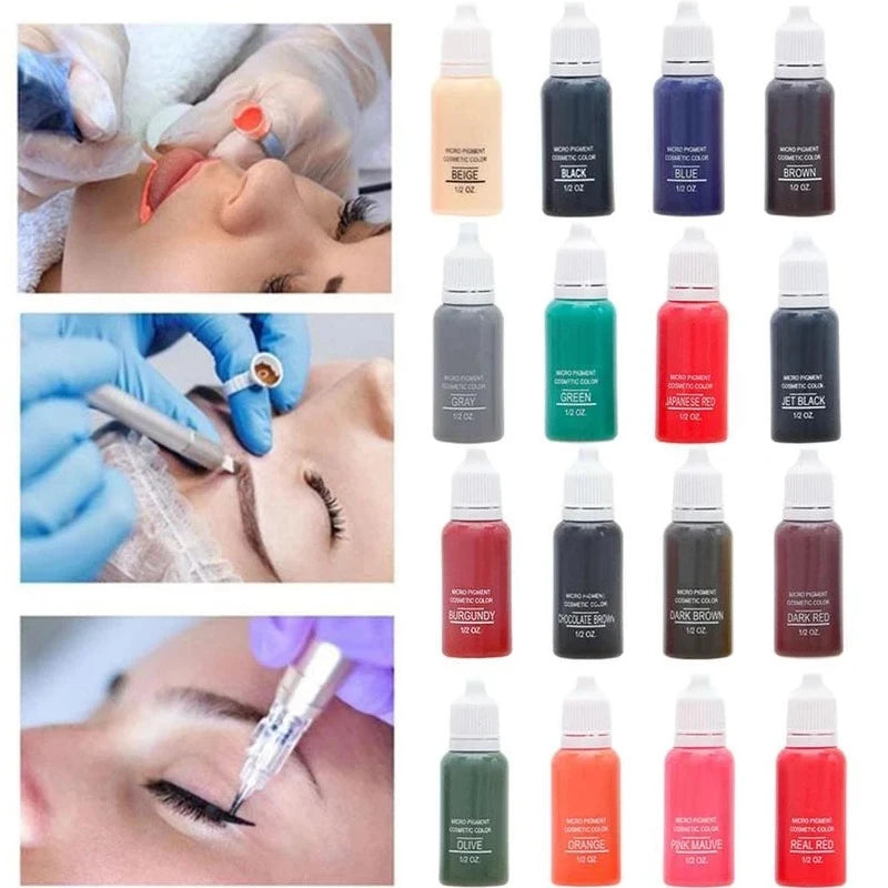 23-Color Permanent Makeup Pigments - Natural Eyebrow & Lip Tattoo Ink for Microblading