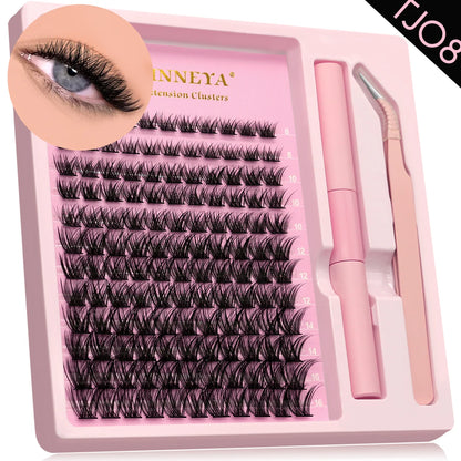 GROINNEYA Lash Clusters Kit, Waterproof Strong Hold, DIY Lash Extensions, Bond & Seal, Tweezers