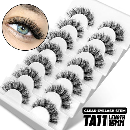 GROINNEYA 5/10 Pairs Mink Eyelashes, Invisible Band, Natural False Lashes, 3D Faux Mink Extensions