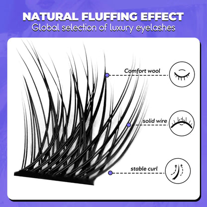 GROINNEYA Cluster Lashes, Natural Eyelash Extensions, Volume Individual Lashes, Mixed Tray, Faux Mink