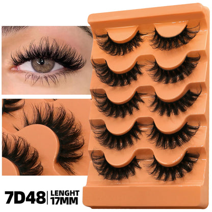 GROINNEYA Fluffy 8D Volume Mink Eyelashes, Soft Dramatic Wispy Lashes, Makeup Faux Cils