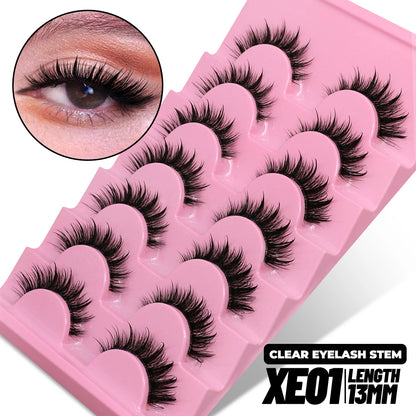 GROINNEYA 5/10 Pairs Mink Eyelashes, Invisible Band, Natural False Lashes, 3D Faux Mink Extensions