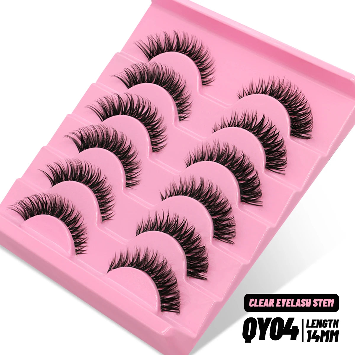 GROINNEYA Cat eye Lashes 5/6 pairs Clear Band Lashes Natural Look 6D Wispy Eyelashes False Lashes Eyelashs Extension