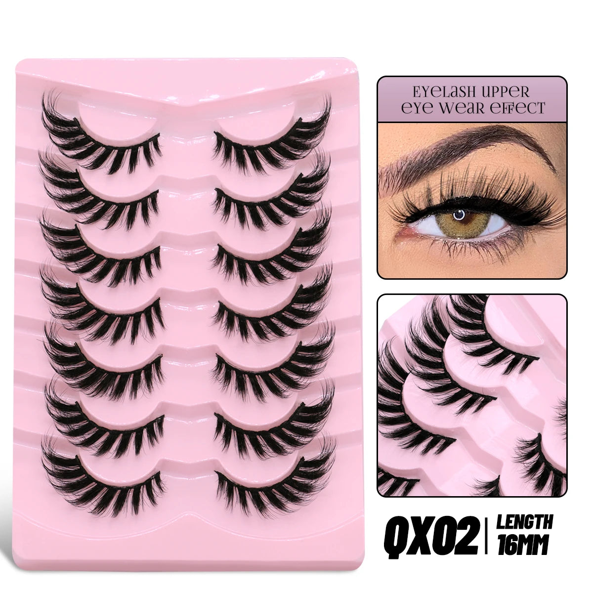 GROINNEYA Cat Eye Faux Mink Lashes, Winged End, Elongated, Natural Long Eyelash Extensions