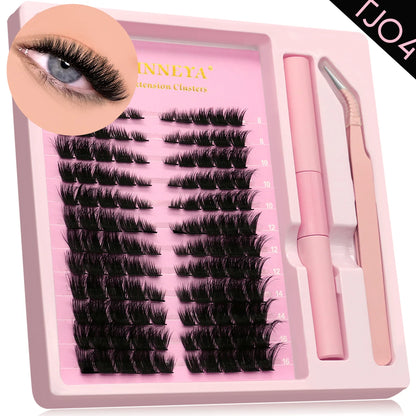 GROINNEYA Lash Clusters Kit, Waterproof Strong Hold, DIY Lash Extensions, Bond & Seal, Tweezers