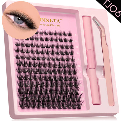 GROINNEYA Lash Clusters Kit, Waterproof Strong Hold, DIY Lash Extensions, Bond & Seal, Tweezers