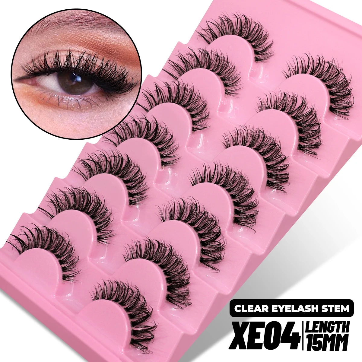 GROINNEYA 5/10 Pairs Mink Eyelashes, Invisible Band, Natural False Lashes, 3D Faux Mink Extensions