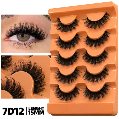 GROINNEYA Fluffy 8D Volume Mink Eyelashes, Soft Dramatic Wispy Lashes, Makeup Faux Cils