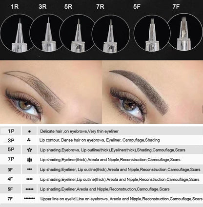 Bayonet Cartridge Needles 1P-7FP for Microblading & Permanent Tattoo - Disposable Eyebrow Use