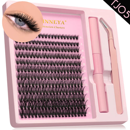 GROINNEYA Lash Clusters Kit, Waterproof Strong Hold, DIY Lash Extensions, Bond & Seal, Tweezers