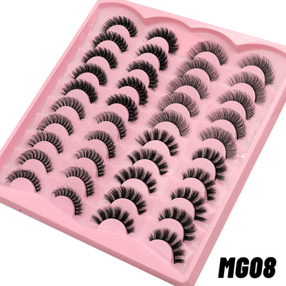 GROINNEYA 5/20 Pairs Russian Strip Lashes, DD Curl, Natural Lashes, 4 Styles, Eyelash Extensions