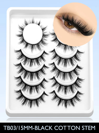 GROINNEYA Manga Lashes, 3D Fluffy Cross Wispy Cat Eye, Natural Extension Look