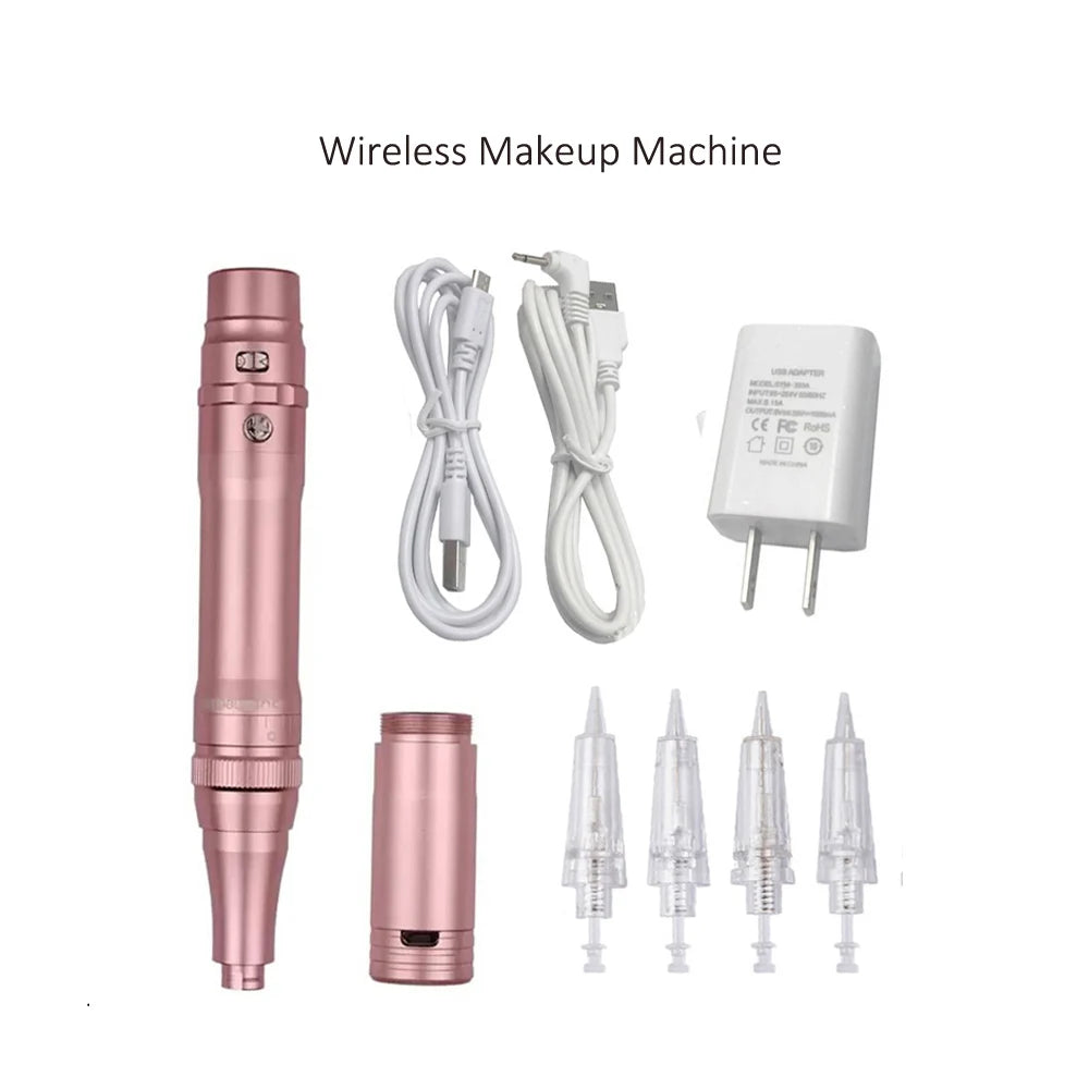 Rose Gold Wireless Permanent Makeup Machine Pen for Eyebrows & Beauty Tattoo