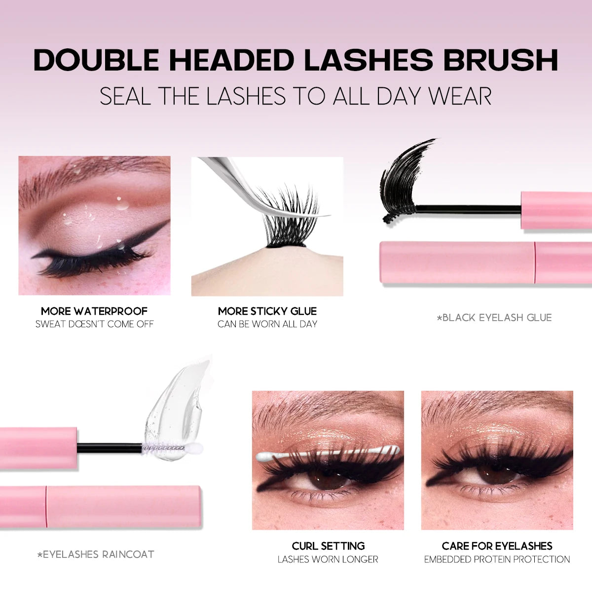 GROINNEYA Lash Clusters Kit, Waterproof Strong Hold, DIY Lash Extensions, Bond & Seal, Tweezers