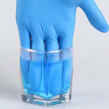 100PCS Disposable Blue Nitrile Gloves - Latex-Free, Waterproof, Durable for Kitchen & Salon