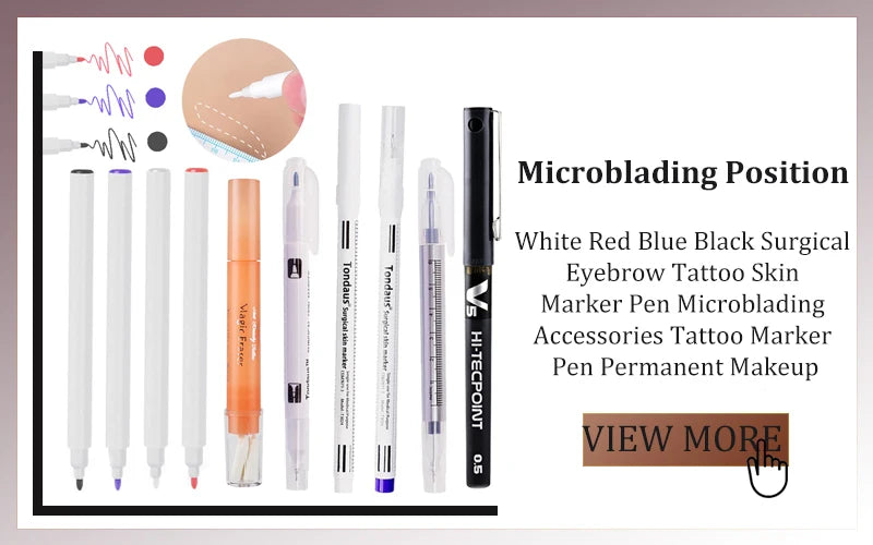 1P Temporary Tattoo Microblading Marker Pen - Waterproof Skin Scribe for Eyebrow & Lip