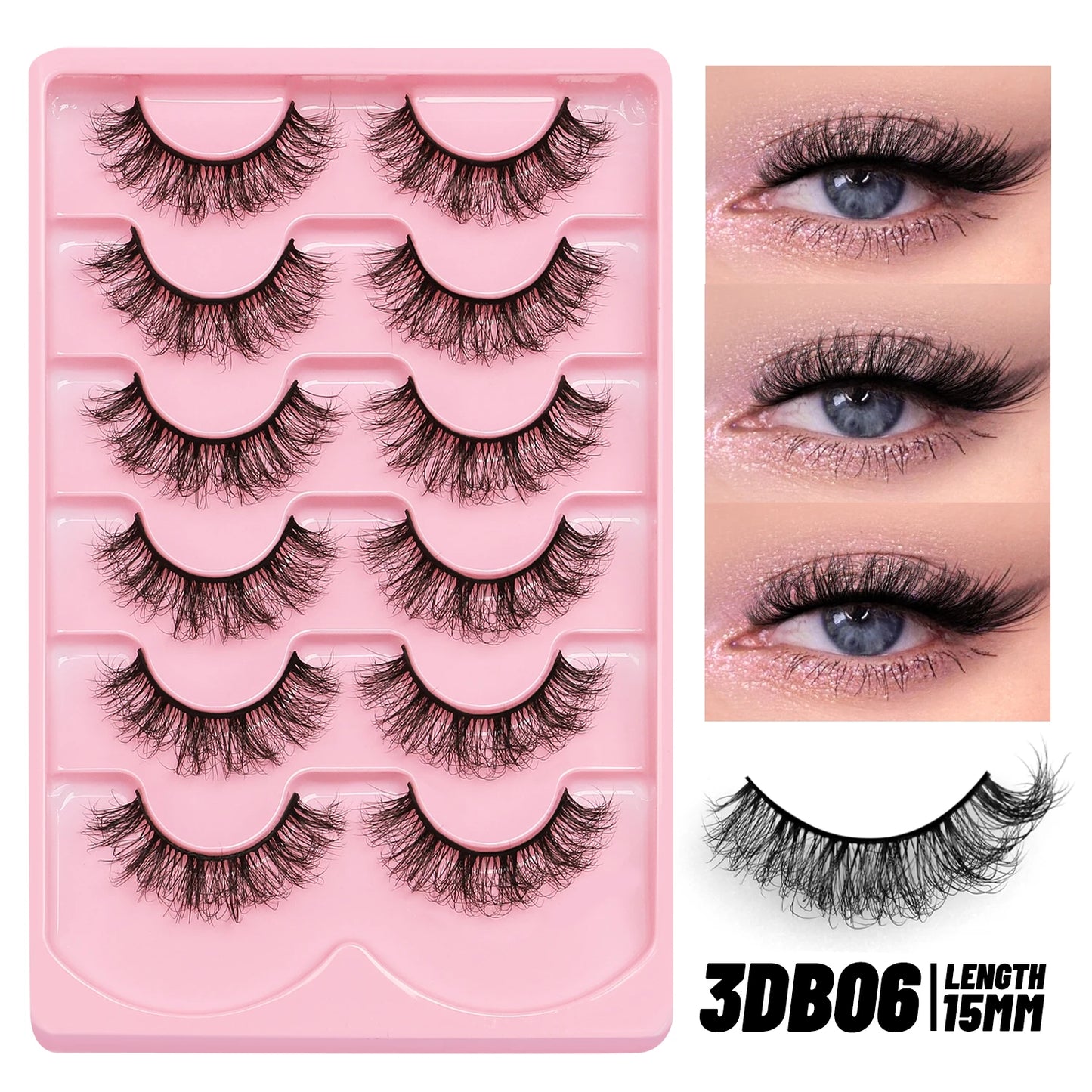 GROINNEYA Manga Lashes, 3D Fluffy Cross Wispy Cat Eye, Natural Extension Look