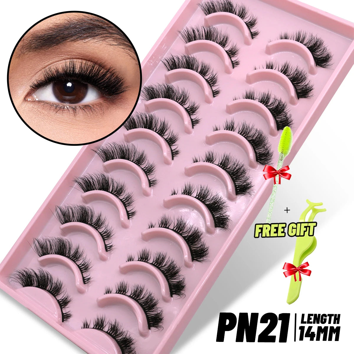 GROINNEYA 3D Natural Eyelashes, 5/10 Pairs, Fluffy Wispy, Cross, Cat Eye Lash Extensions Makeup