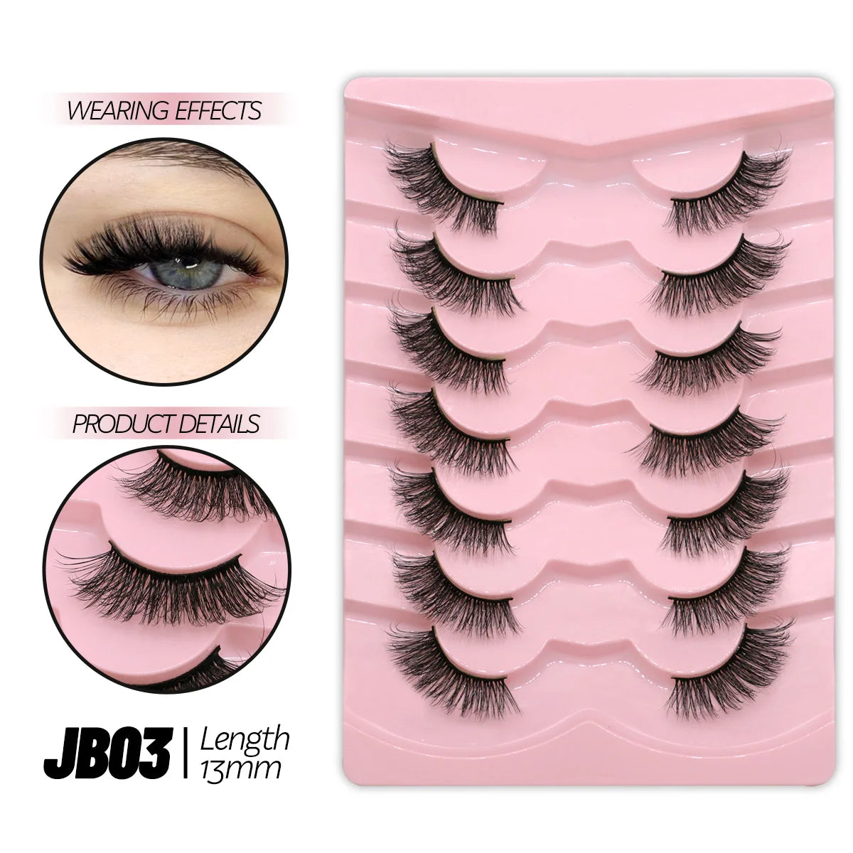 GROINNEYA Half Eye Lashes, 5/7 Pairs, New Faux Mink, Wispy Fluffy False Eyelashes, Cat Eye Extensions