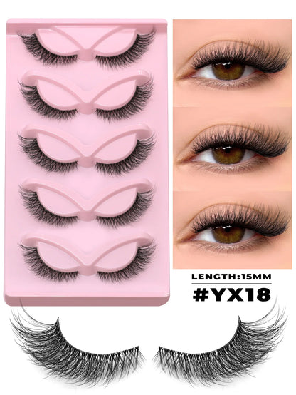 GROINNEYA Manga Faux Mink 3D Lashes, Fluffy Cross Wispy, Natural Extension Look