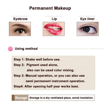 23-Color Permanent Makeup Pigments - Natural Eyebrow & Lip Tattoo Ink for Microblading