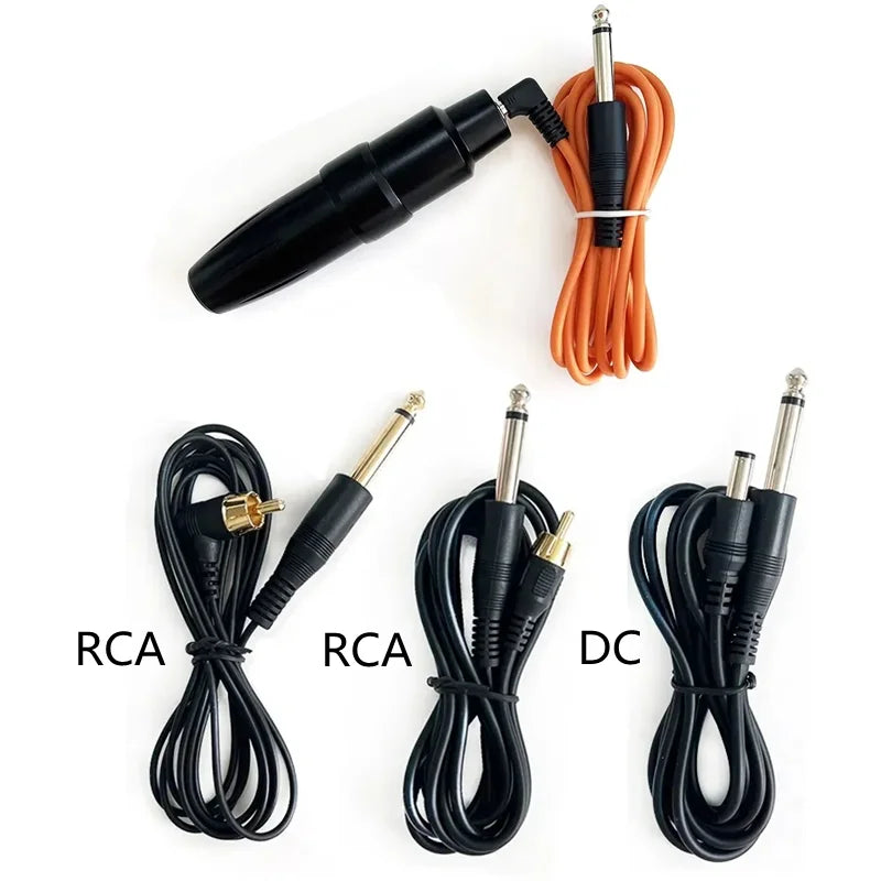 2 Meter 6.35 Power Cord - Right Angle Clip Cord RCA/DC Cable for Tattoo Machine