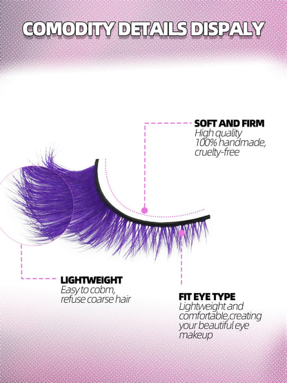 GROINNEYA Colorful False Eyelashes Cat Eye Lashes 3D Faux Mink Fluffy Eyelashes Russian Natural Thick Fluffy Lashes