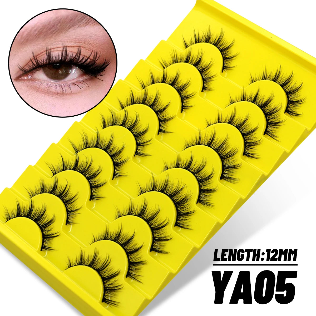 GROINNEYA 5/10 Pairs Natural False Eyelashes, Manga 3D Faux Mink, Soft Winged, Realistic Extensions